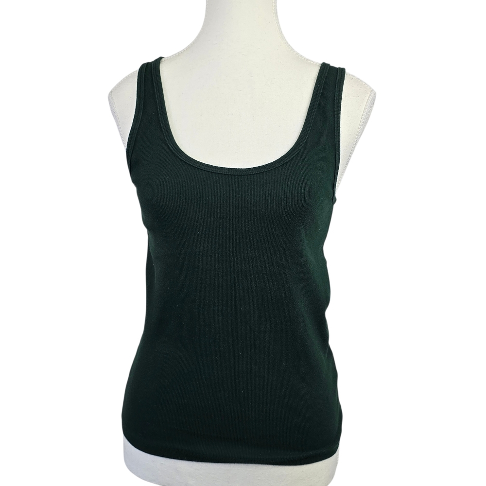 TNA Home Stretch Dark Green Tank Top M Sz Large Relaxed Fit Casual Neutral